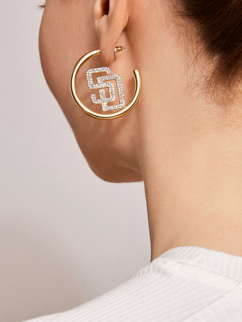 BaubleBar MLB Gold Logo Hoops - San Diego Padres - 
    MLB hoop earrings
  
