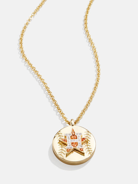 Women's Houston Astros Necklace with Little Baseball Charm