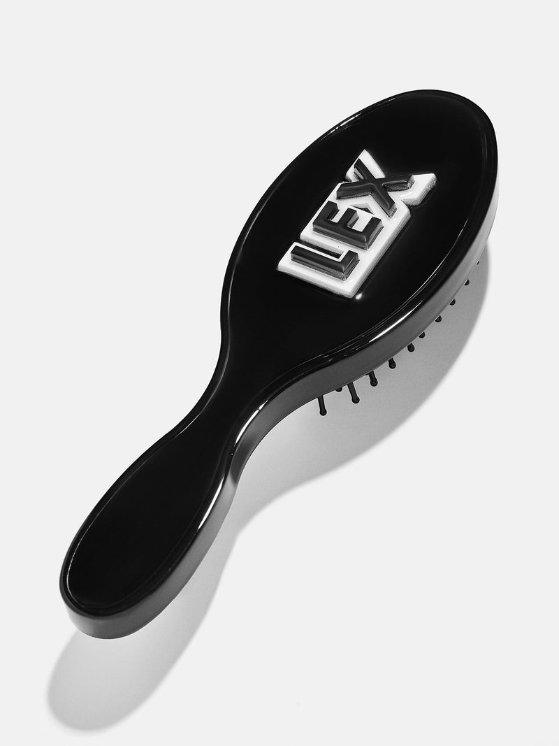 Block Font Mini Custom Hair Brush - Black/White