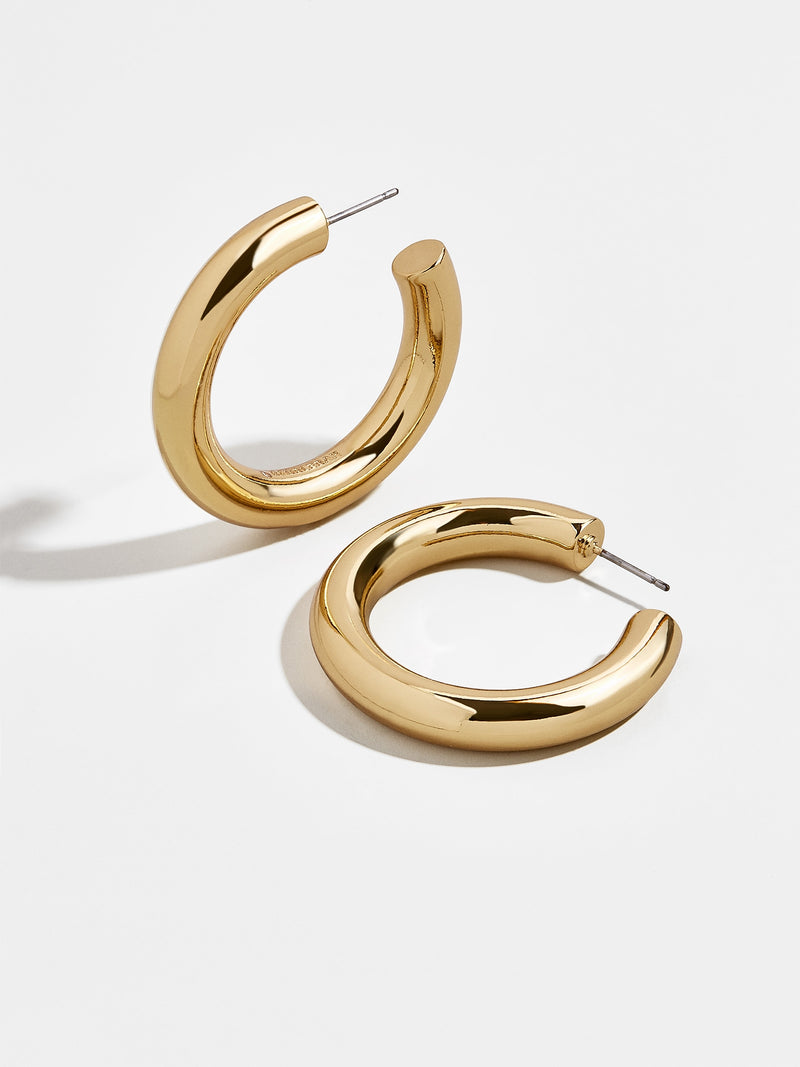 BaubleBar Gold - 
    Lightweight tube hoop earrings
  
