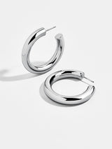 BaubleBar Silver - 
    Lightweight tube hoop earrings
  
