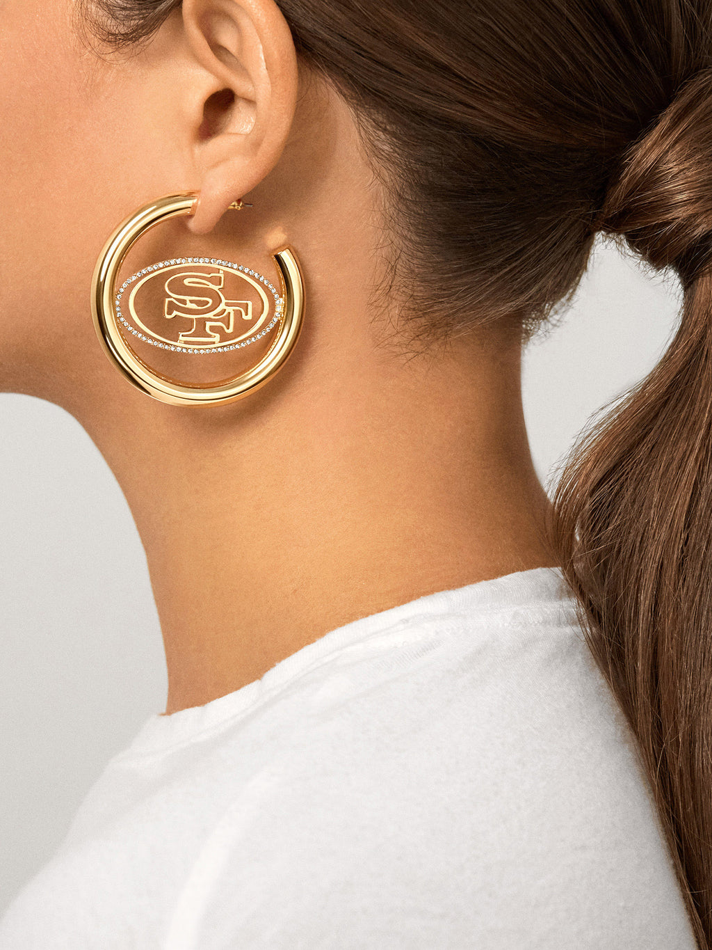 Baublebar San Francisco 49ers Logo Large Hoop Earrings in Gold