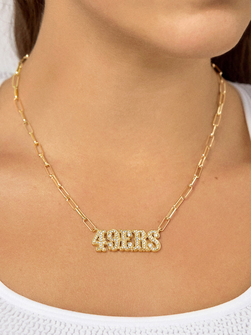 San Francisco 49ers NFL 3D Fan Chain Necklace Foam (Gold Chain