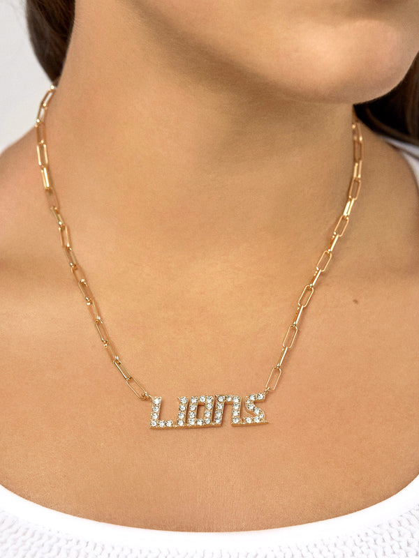 Detroit Lions Dangle Earrings & State Necklace Set - Sports Unlimited