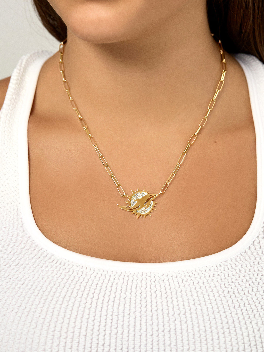 Baublebar Miami Dolphins NFL Gold Chain Necklace - Miami Dolphins