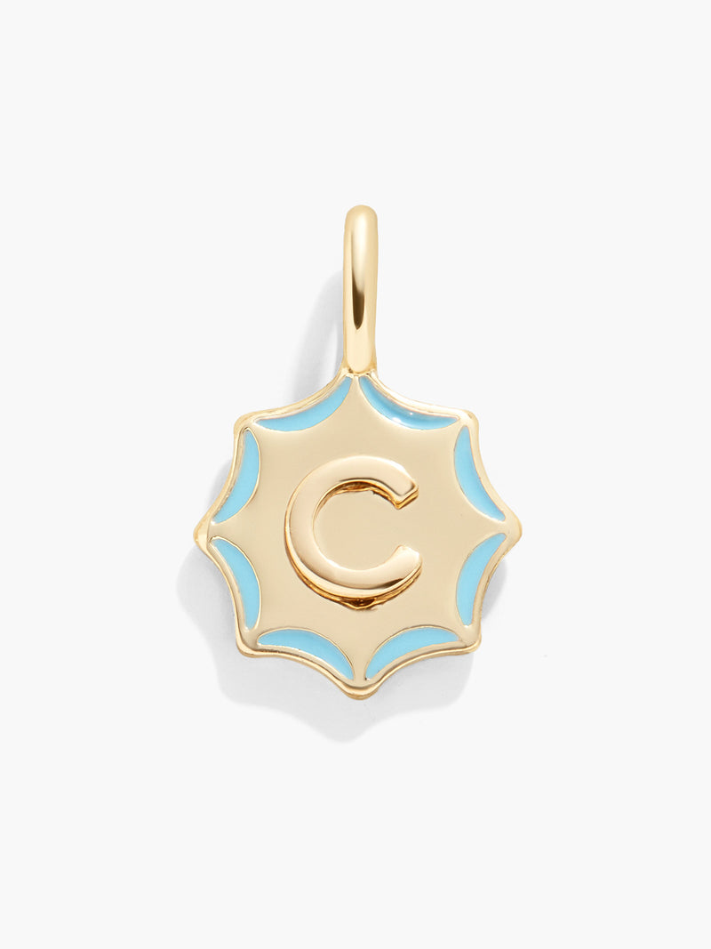 BaubleBar Carolyn Initial Charm - Gold/Multi - 
    Gold and enamel initial necklace
  
