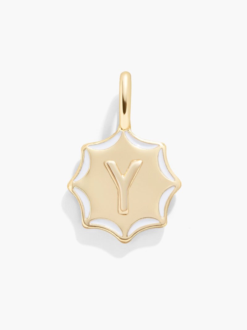 BaubleBar Carolyn Initial Charm - Gold/Multi - 
    Gold and enamel initial necklace
  
