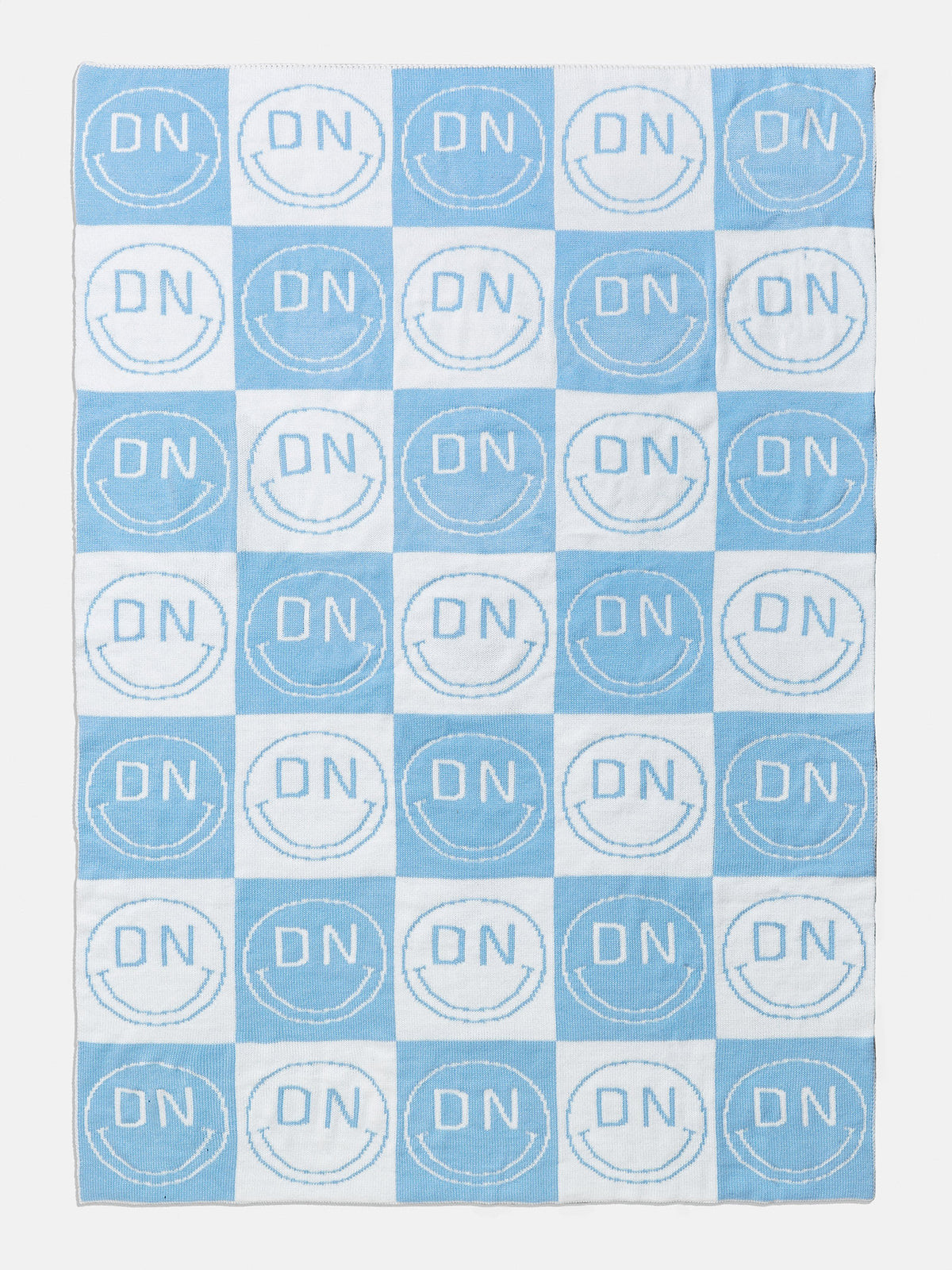 All Smiles Custom Blanket - Light Blue/White