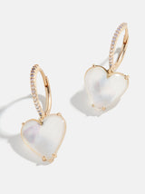 BaubleBar Calandra Earrings - White - 
    Heart huggie hoop earrings
  
