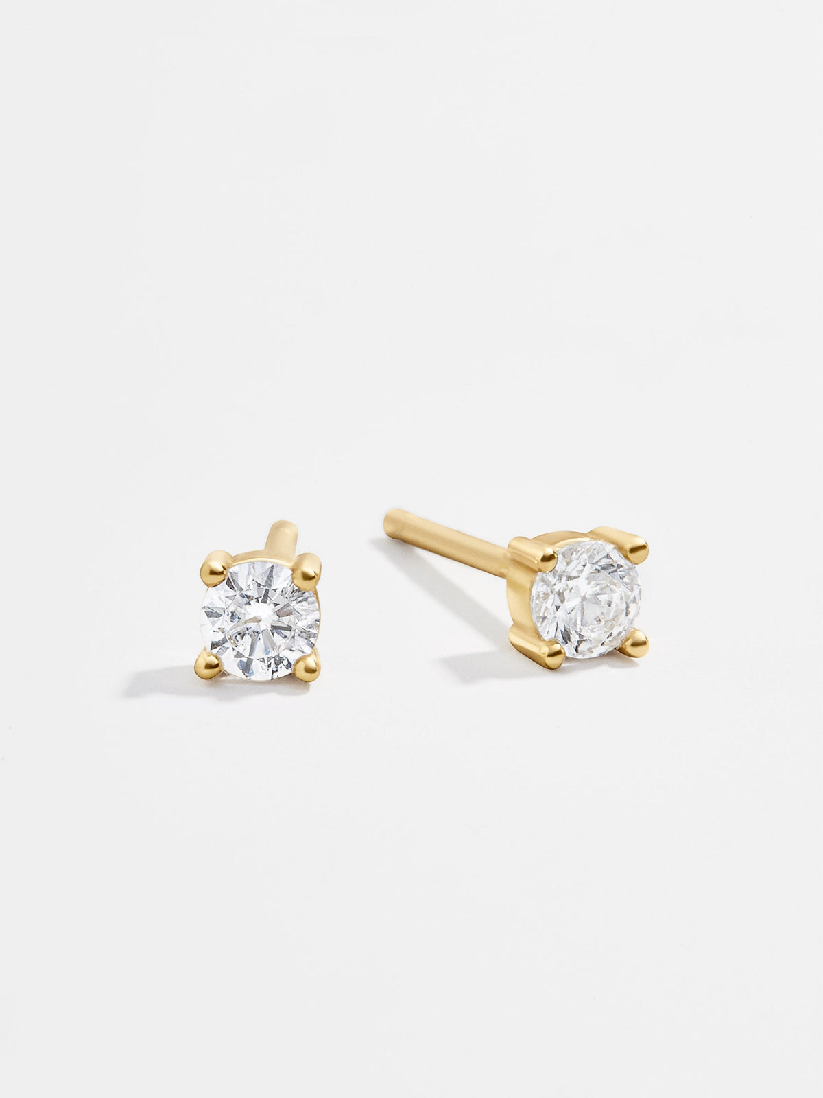 Rene 18K Gold Round Cut Earrings - Clear