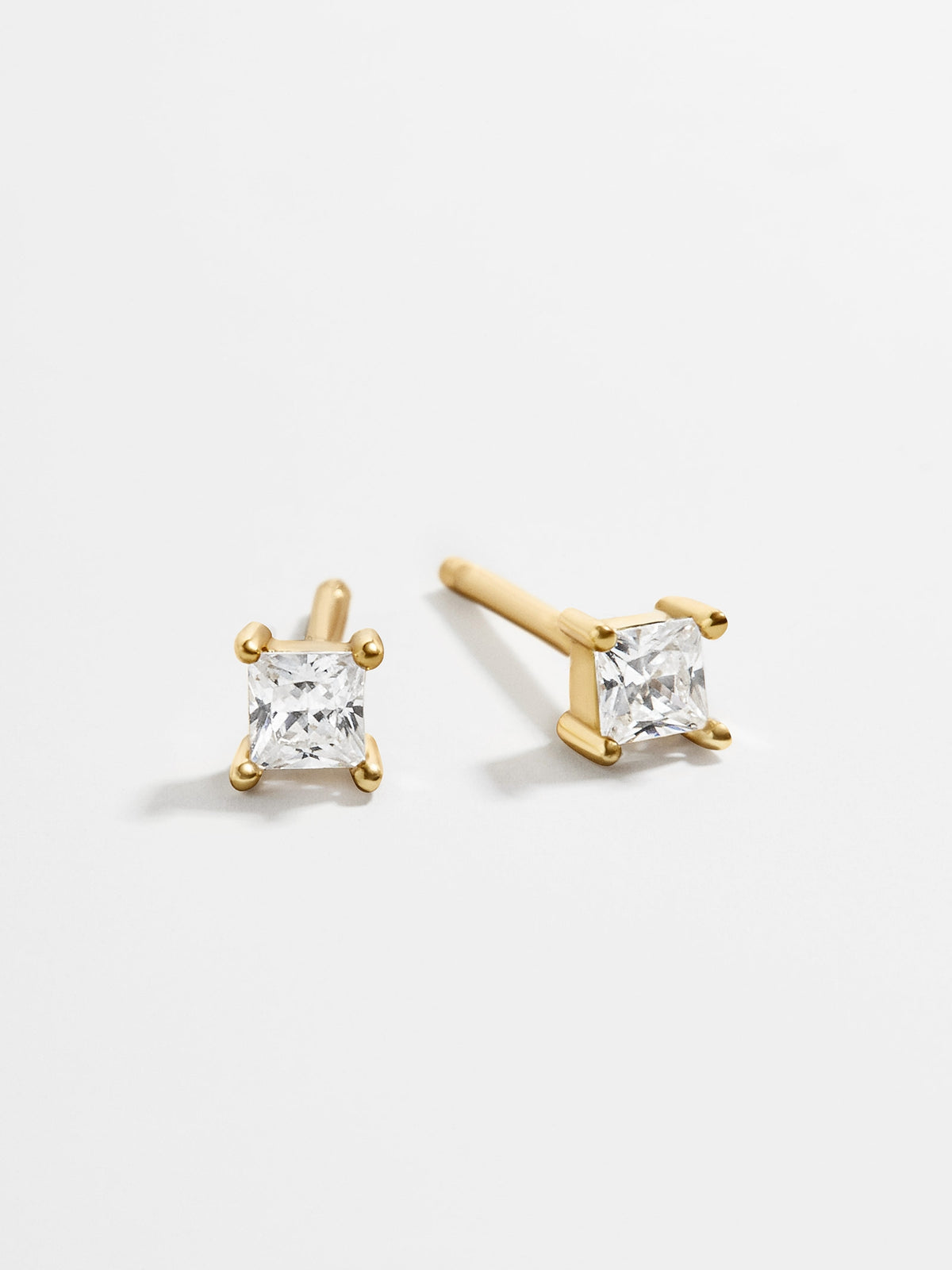 Rene 18K Gold Square Cut Earrings - Gold/Pavé