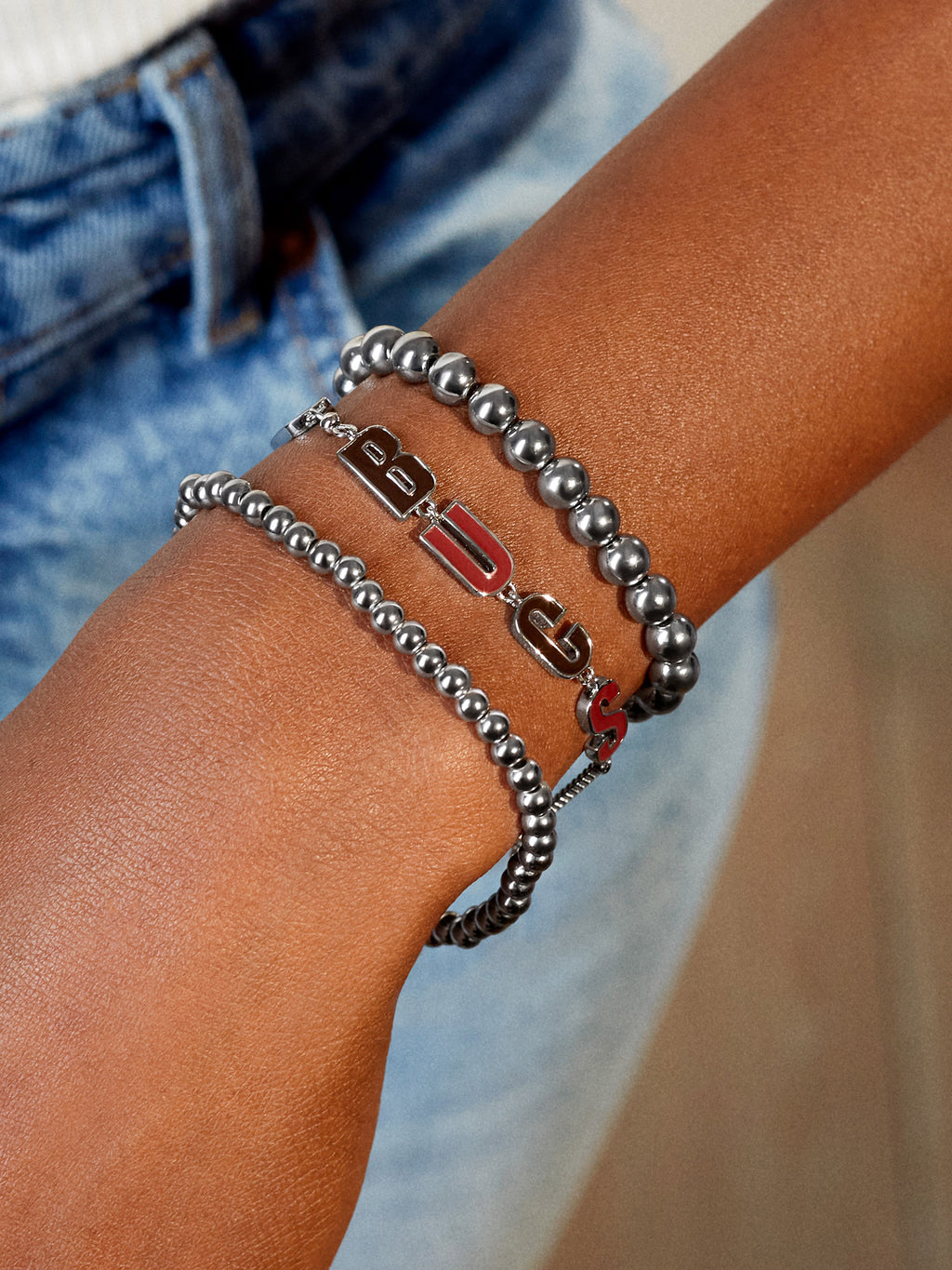 Baublebar Silver Las Vegas Raiders Slogan Pull-Tie Bracelet