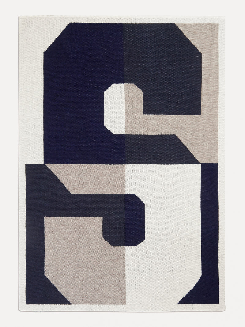 BaubleBar Initial Here Custom Blanket - Gray/Navy - 
    Enjoy 20% Off Custom Gifts
  
