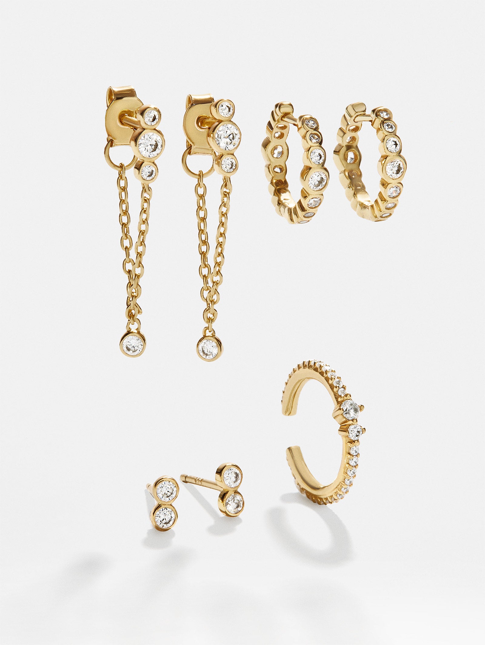 Lexi 18K Gold Earring Set - Gold/Pavé