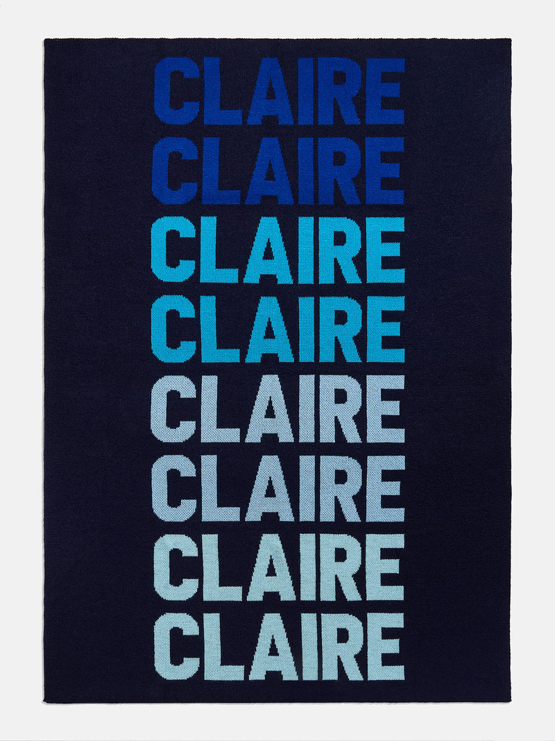 Ombre Name Custom Blanket - Navy/Blue