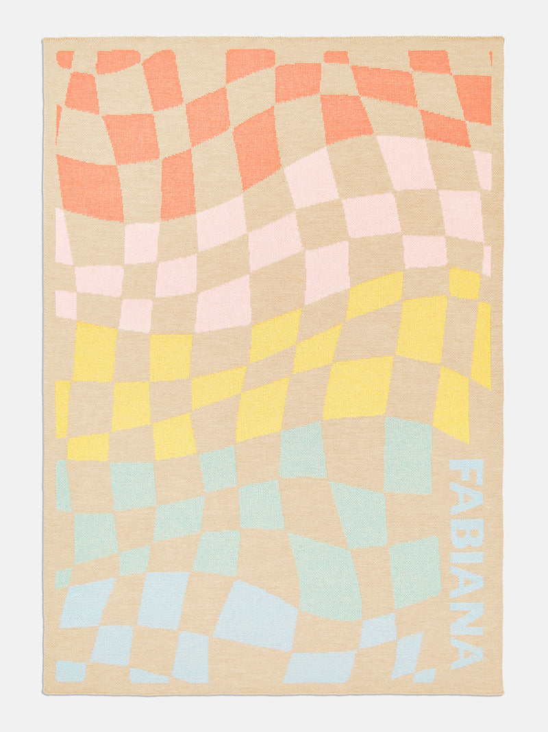 3D Check Custom Blanket - Beige/Multi